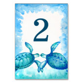 Groen en blauw Zee Turtle Wedding Table Numbers Kaart (Achterkant)