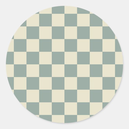 Groen en Bleek geel dambord Ronde Sticker (Voorkant)