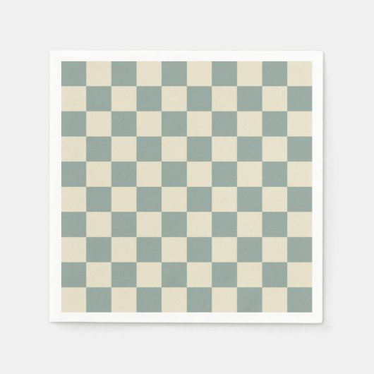 Groen en Bleek geel dambord Servet (Voorkant)