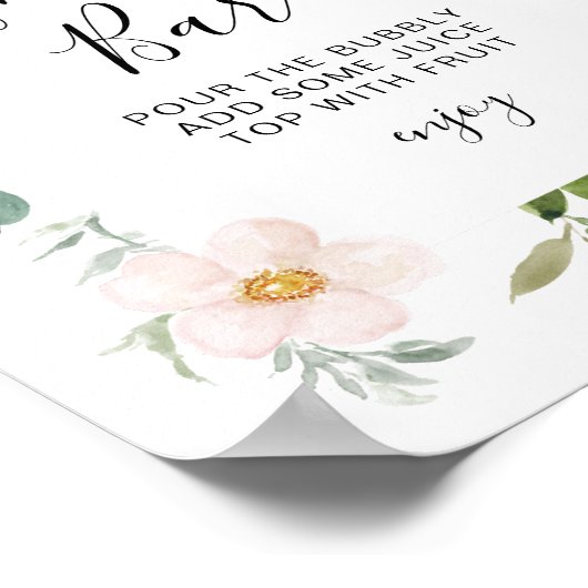 groen en blozende bruidsdouche mimosa bar bord poster (Hoek)