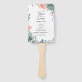 Groen en Blush Roze Roze Bruiloft Programma Handwaaier (Voorkant)