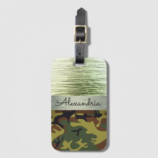 Groen en Bruin Camo Gepersonaliseerd Bagagelabel (Voorkant (verticaal))