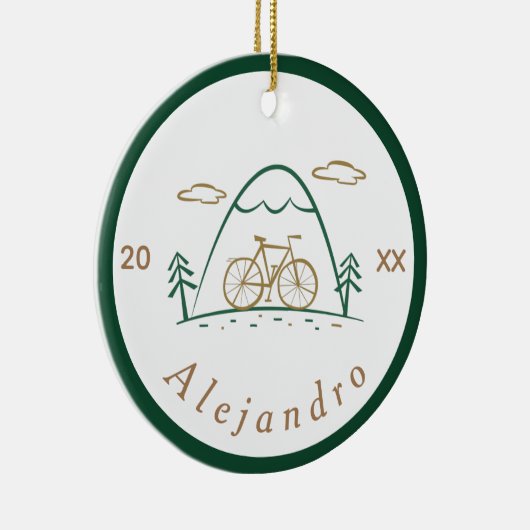 Groen en bruin fietsontwerp fietsontwerp keramisch ornament (Rechts)