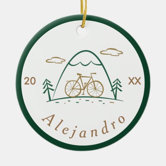 Groen en bruin fietsontwerp fietsontwerp keramisch ornament (Voorkant)