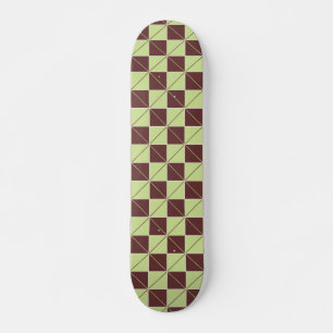 Groen en Bruin Geo Plaid Skateboard