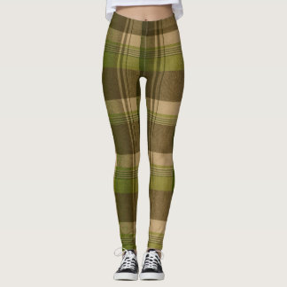 Groen en bruin geruite leggings