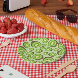 Groen En Bruin Kiwi Patroon Papieren Bordje