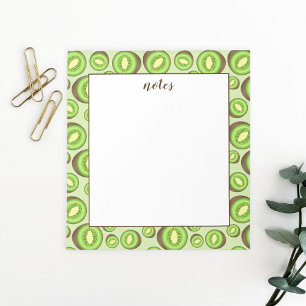 Groen en bruin kiwi's patroon met aangepaste tekst notitieblok