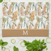 Groen en bruin Pampas Grass Monogram Theedoek (Gevouwen)