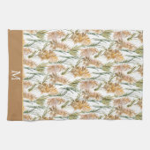Groen en bruin Pampas Grass Monogram Theedoek (Horizontaal)