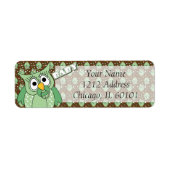 Groen en Bruin Polka Dot Uil Baby shower Thema Etiket (Voorkant)