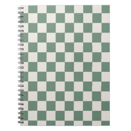 Groen en crème geruit klassiek dampatroon notitieboek