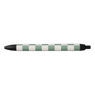Groen en crème geruit klassiek dampatroon zwarte inkt pen