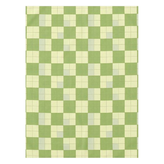 Groen en Crème Geruit Tegel Patroon Tafelkleed (Voorkant)