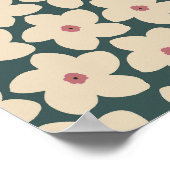Groen en crème Retro bloem Poster (Hoek)