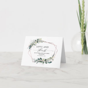 Groen en Eucalyptus Bladgroen Roze Dank u Bedankkaart