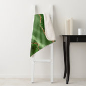 Groen en Faux Gold Glitter Marble Agate Sherpa Deken (In situ)