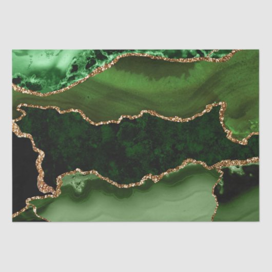 Groen en Faux Gold Glitter Marble Agate Tissuepapier (Voorkant)