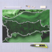 Groen en Faux Silver Glitter Marble Agate Tissuepapier (Craft)