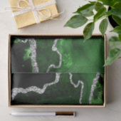 Groen en Faux Silver Glitter Marble Agate Tissuepapier (Geschenk)