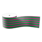 Groen en Fushcia gestript Grosgrain Lint (Spoel)