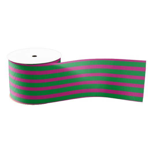 Groen en Fushcia gestript Grosgrain Lint (Spoel)
