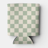 Groen en Gebroken Wit Checkerboard Blikjeskoeler (Voorkant)