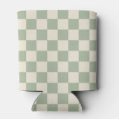 Groen en Gebroken Wit Checkerboard Blikjeskoeler (Achterkant)