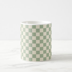 Groen en Gebroken Wit Checkerboard Koffiemok