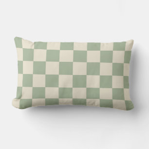 Groen en Gebroken Wit Checkerboard Kussen