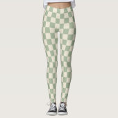 Groen en Gebroken Wit Checkerboard Leggings (Voorkant)