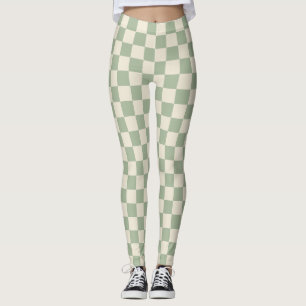 Groen en Gebroken Wit Checkerboard Leggings
