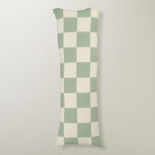 Groen en Gebroken Wit Checkerboard Lichaamskussen (Voorkant Verticaal)