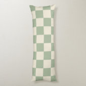 Groen en Gebroken Wit Checkerboard Lichaamskussen (Achterkant (Verticaal))