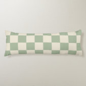 Groen en Gebroken Wit Checkerboard Lichaamskussen (Voorkant)