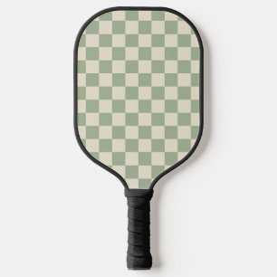 Groen en Gebroken Wit Checkerboard Pickleball Paddle