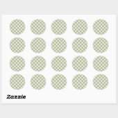 Groen en Gebroken Wit Checkerboard Ronde Sticker (Vel)