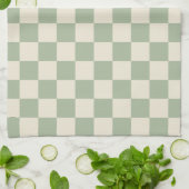 Groen en Gebroken Wit Checkerboard Theedoek (Gevouwen)