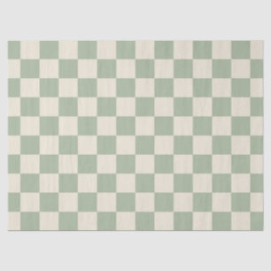 Groen en Gebroken Wit Checkerboard Tissuepapier