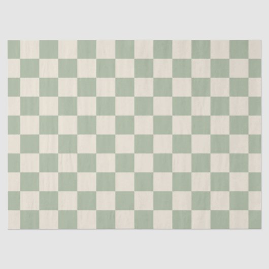 Groen en Gebroken Wit Checkerboard Tissuepapier (Voorkant)