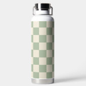 Groen en Gebroken Wit Checkerboard Waterfles (Achterkant)