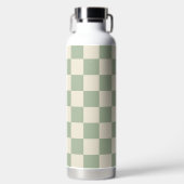 Groen en Gebroken Wit Checkerboard Waterfles (Voorkant)