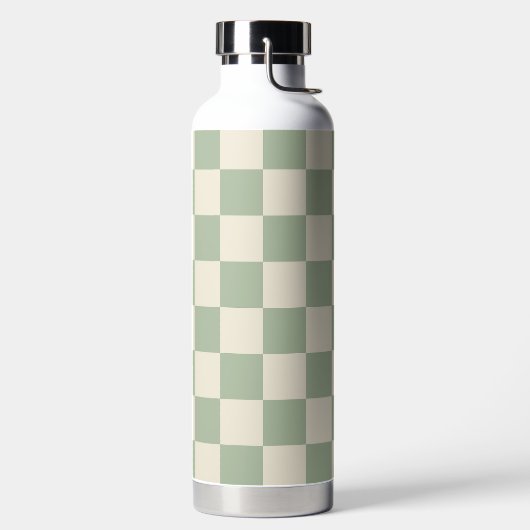 Groen en Gebroken Wit Checkerboard Waterfles (Links)