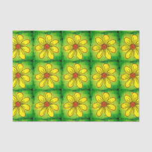 Groen en Geel Aquarel Bloem Tissuepapier