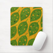 Groen en Geel Bladpatroon Mousepad Muismat (Met muis)