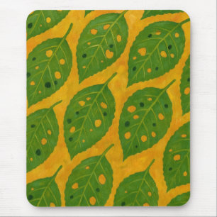 Groen en Geel Bladpatroon Mousepad Muismat