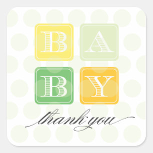 Groen en geel Blokken Baby shower Favor Sticker