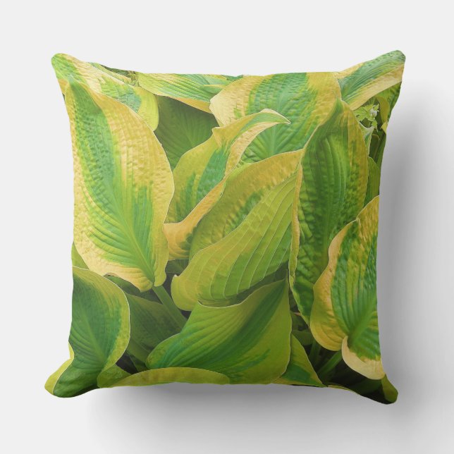 Groen en geel deegblad buitenkussen (Voorkant)