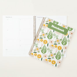 Groen en geel Floral Wildflower Notitieboek