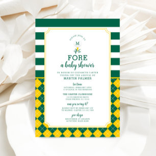 Groen en Geel Golf Baby shower Uitnodiging
